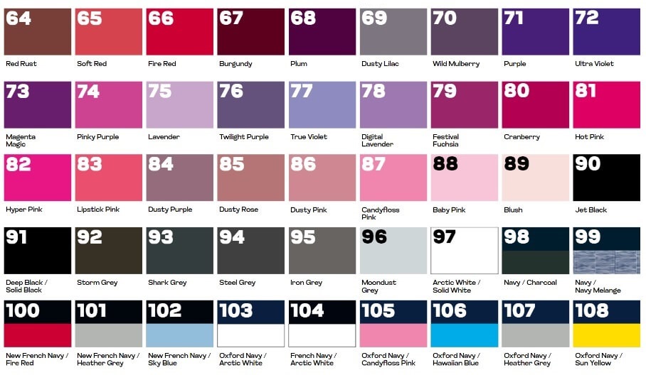 AWDis assortiment kleuren 64 tot 108