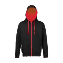 Varsity Zip Zoodie JH053 jet black fire red leverbaar vanaf maat S t/m XXL