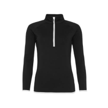 Girlie Cool half Zip Sweat JC036 - Jet black - Arctic White