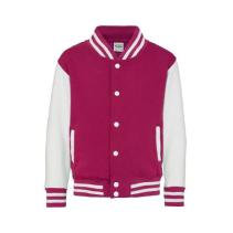 AWDis Kids Varsity Jackets JH043J Kleuren Hot pink-white