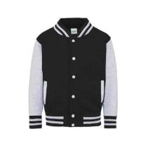 AWDis Kids Varsity Jackets JH043J Kleuren Jet black-heather grey