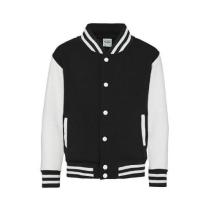 AWDis Kids Varsity Jackets JH043J Kleuren Jet black-White