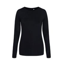 Long Sleeve Womans TRI-BLEND T Kleuren Solid black