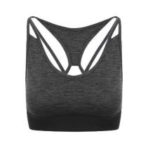 Womans Cross Back Crop Top - Black slate melange
