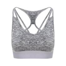 Womans Cross Back Crop Top - Grey melange