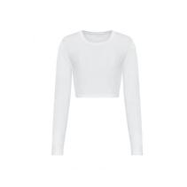 Womans Long sleeve Cropped T. Kleuren Solid white