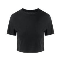 Womans TRI-BLEND Cropped T Kleuren Solid black