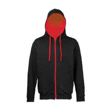 Varsity Zip Zoodie JH053 jet black fire red leverbaar vanaf maat S t/m XXL