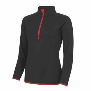 girliecool zip sweat JC036 jet-black fire-red