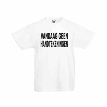 Vandaag geen handtekeningen kindershirt.