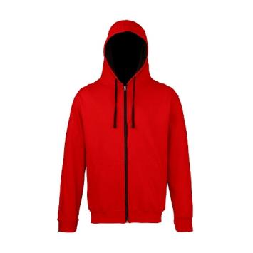 Unisex Varsity zip zoodie fire-red jet-black